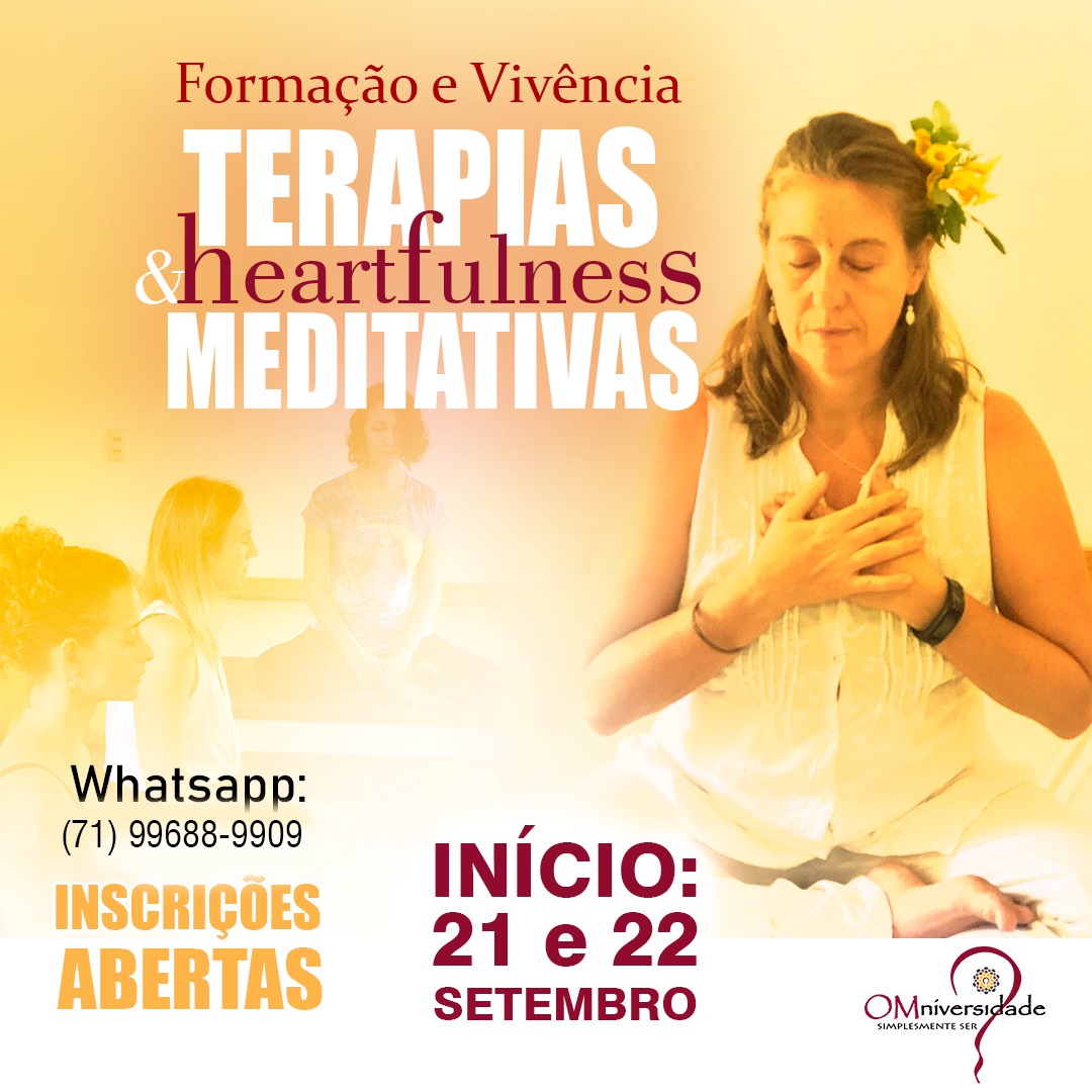 Da Terapia à Meditação. Conectando-se com a essência para viver mais plenamente. A terapia nos ajuda a limpar o terreno para que as sementes da meditação possam florescer. Nesse final de semana vamos olhar, de forma honesta e sincera, para diferentes partes de nós mesmos: nossas dificuldades e limitações e nossas qualidades e potenciais. E, a partir daí, uma profunda compreensão advém de que temos a escolha de sermos nós mesmos em todas as dimensões. Aprenderemos a relaxar, liberar o estresse e a meditar, sem excluir nenhuma parte nossa – nem mesmo a mente.